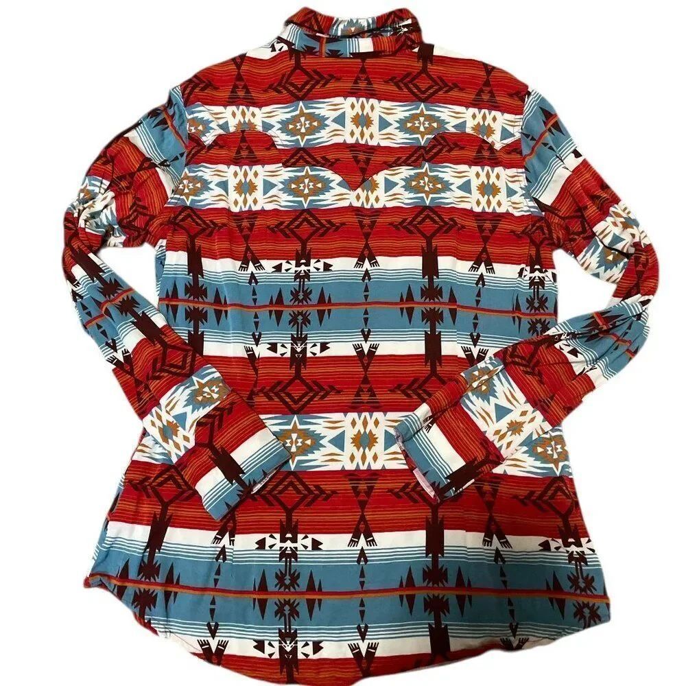 Wrangler Retro Americana Aztec Multicolor Snap Shirt 112339169 Women's Sz L - Picture 6 of 6